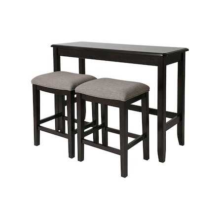 Kd Home Sofa Table with Two Stools, Espresso KD2623853